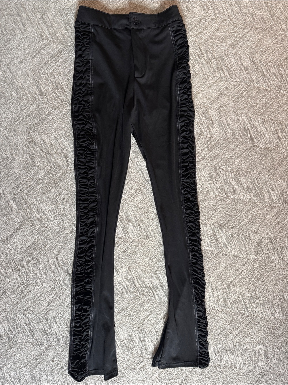 Maniere De Voir Black Stretch Pants with Side Ruching